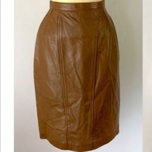 Vintage Ann Taylor Brown Leather Pencil Skirt, 6